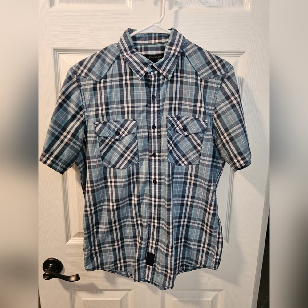 Calvin Klein Short Sleeve Button Up, men's medium